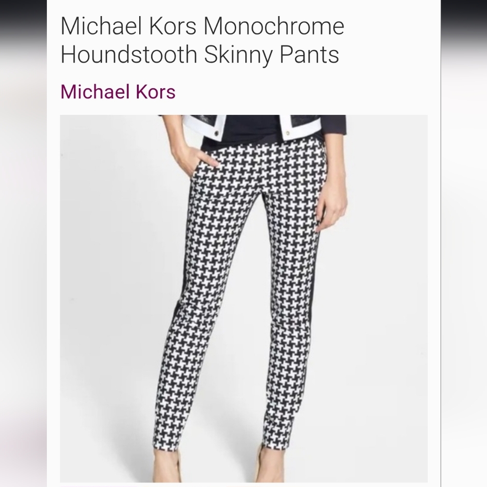 🥊NEW Michael Kors Black and White Houndstooth Skinny Pants